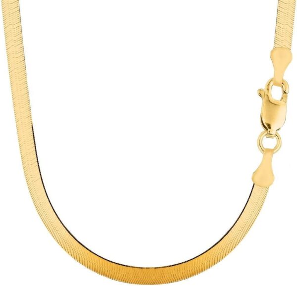 The Diamond Deal 14k Solid Yellow Gold 6.00mm Shiny Imperial Herringbone Chain Necklace or Bracelet for Pendants and Charms with Lobster-Claw Clasp (7", 8", 16", 18" 20" or 24 inch)