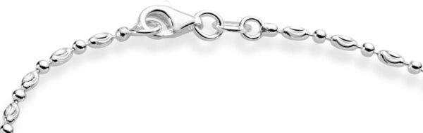 Miabella 925 Sterling Silver Diamond-Cut Oval and Round Bead Ball Chain Anklet Ankle Bracelet for Women, Made in Italy - Image 2