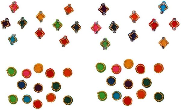 Aditri Creation Bindi Pack of 4 Colorful Crystal Indian Bindis for Forhead Designer Bindi face Jewels Forehead Tika Multicolored Stickers Round Stone Bindi Tattoo for Women in New Year