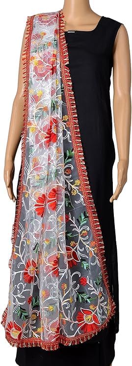 Chandrakala Net Dupatta for Women, Shawl Scarf Wrap Chunni, (D185) - Image 2