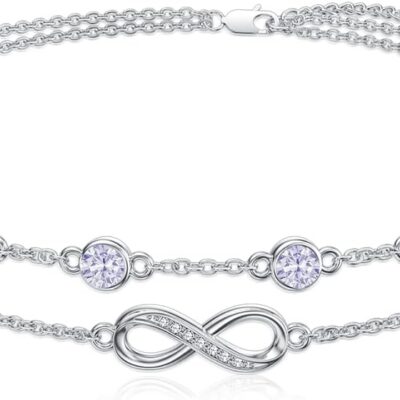 Dorunmo Christmas Gifts Anklet Bracelets For Women 925 Sterling Silver Birthstone/Infinity/Butterfly/Evil Eye/Turtle/Pineapple/Starfish/Heart Anklets Bracelets Jewelry Gifts for Women