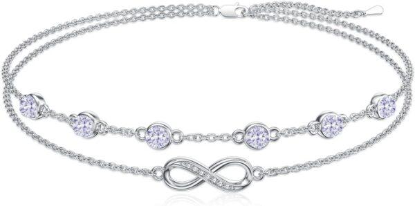 Dorunmo Christmas Gifts Anklet Bracelets For Women 925 Sterling Silver Birthstone/Infinity/Butterfly/Evil Eye/Turtle/Pineapple/Starfish/Heart Anklets Bracelets Jewelry Gifts for Women