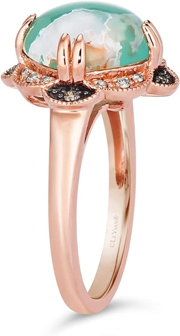 3 1/4 Carat Cushion Shaped Aquaprase Cabochon Topaz and Quartz Milgrain Flower Statement Ring for Women in 14k Rose Gold Plated 925 Sterling Silver Promise Anniversary Ring Size 5 to 10 by LeVian - Image 4