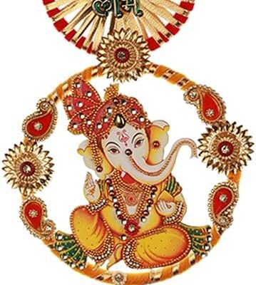 Auspicious Ganpati Shubh Labh Toran Bandanwar Door Hanging Wall Decor Ganesha Toran for Indian Traditional Festival Decoration Handcrafted Valance for Religious Showpiece Home Decor(Size:-14")