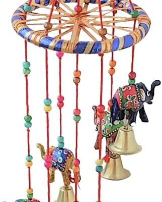 Colorful Elephant Windchimes Jhoomar Hanging for Home Door, Wall, Temple, Bedroom, Decorative Accessories for Party, Festival Decor, Wedding, Christmas Festivities Gift