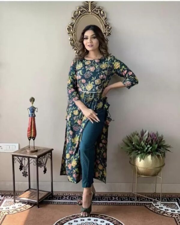 Women's Cotton Straight long Naira Cut kurti Pant Set Gota Embroidered Indian Ethnic Kurti Pant Set for Women - Image 6