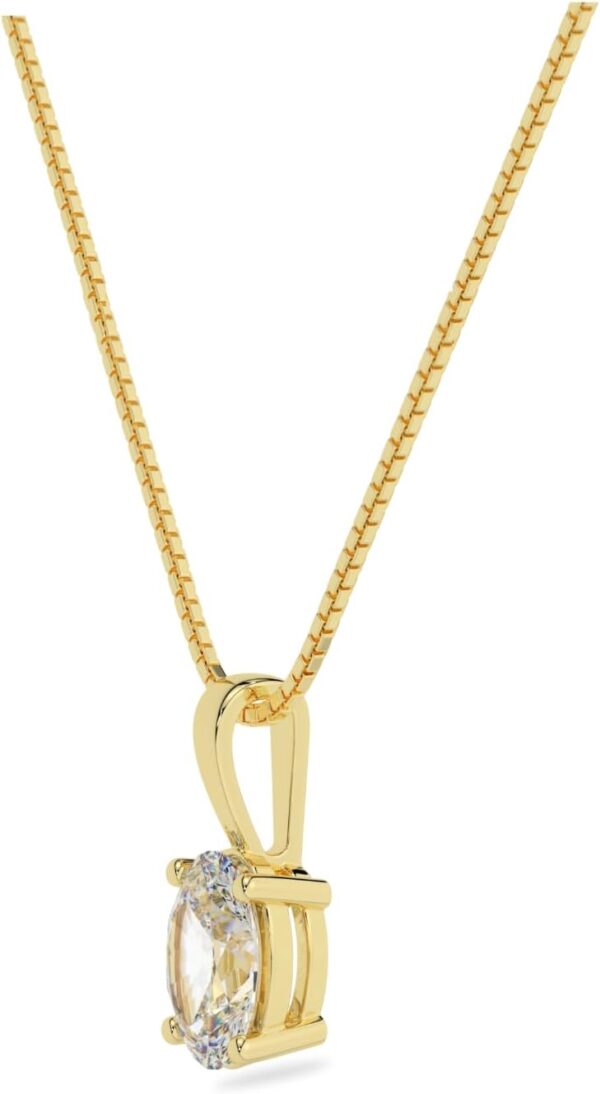 14K Solid White or Yellow Gold Lab Grown Moissanite Diamond Solitaire Pendant | Round, Emerald, Cushion Shape | Pendant Only | Made in USA - Image 3