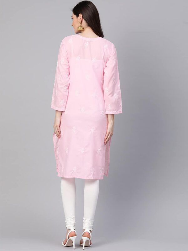 Ada Hand Embroidered Chikankari Indian Traditional Cotton Kurta Kurti Tunic for Women A132468 - Image 2