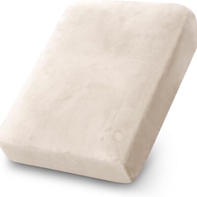 PrinceDeco Stretch Velvet Couch Cushion Covers for Individual Cushions Sofa Cushion Covers Seat Cushion Covers, Sofa Covers Washable, Couch Seat Cushion Covers for Sectional Couch(1 Piece, Ivory)