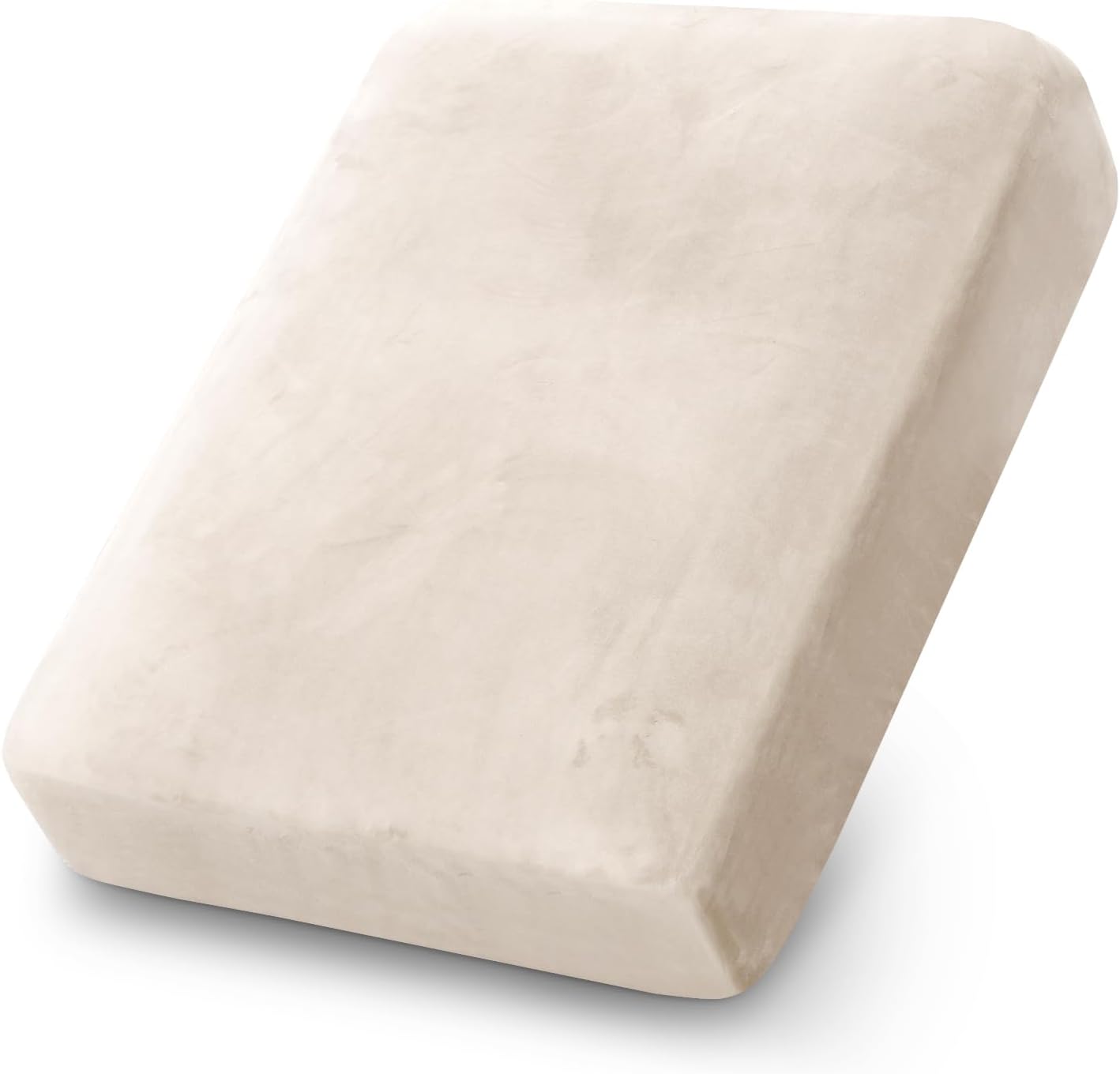 PrinceDeco Stretch Velvet Couch Cushion Covers for Individual Cushions Sofa Cushion Covers Seat Cushion Covers, Sofa Covers Washable, Couch Seat Cushion Covers for Sectional Couch(1 Piece, Ivory)