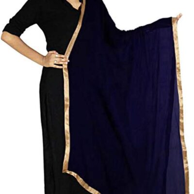 Traditional Plain Golden Lace Dupatta Fashionable Semi Chiffon Chunni Neck Wrap Hijab Scarf Stole For Women's