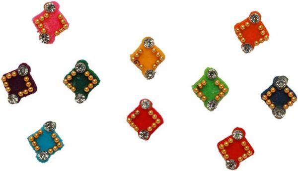 Aditri Creation Bindi Pack of 4 Colorful Crystal Indian Bindis for Forhead Designer Bindi face Jewels Forehead Tika Multicolored Stickers Round Stone Bindi Tattoo for Women in New Year - Image 2