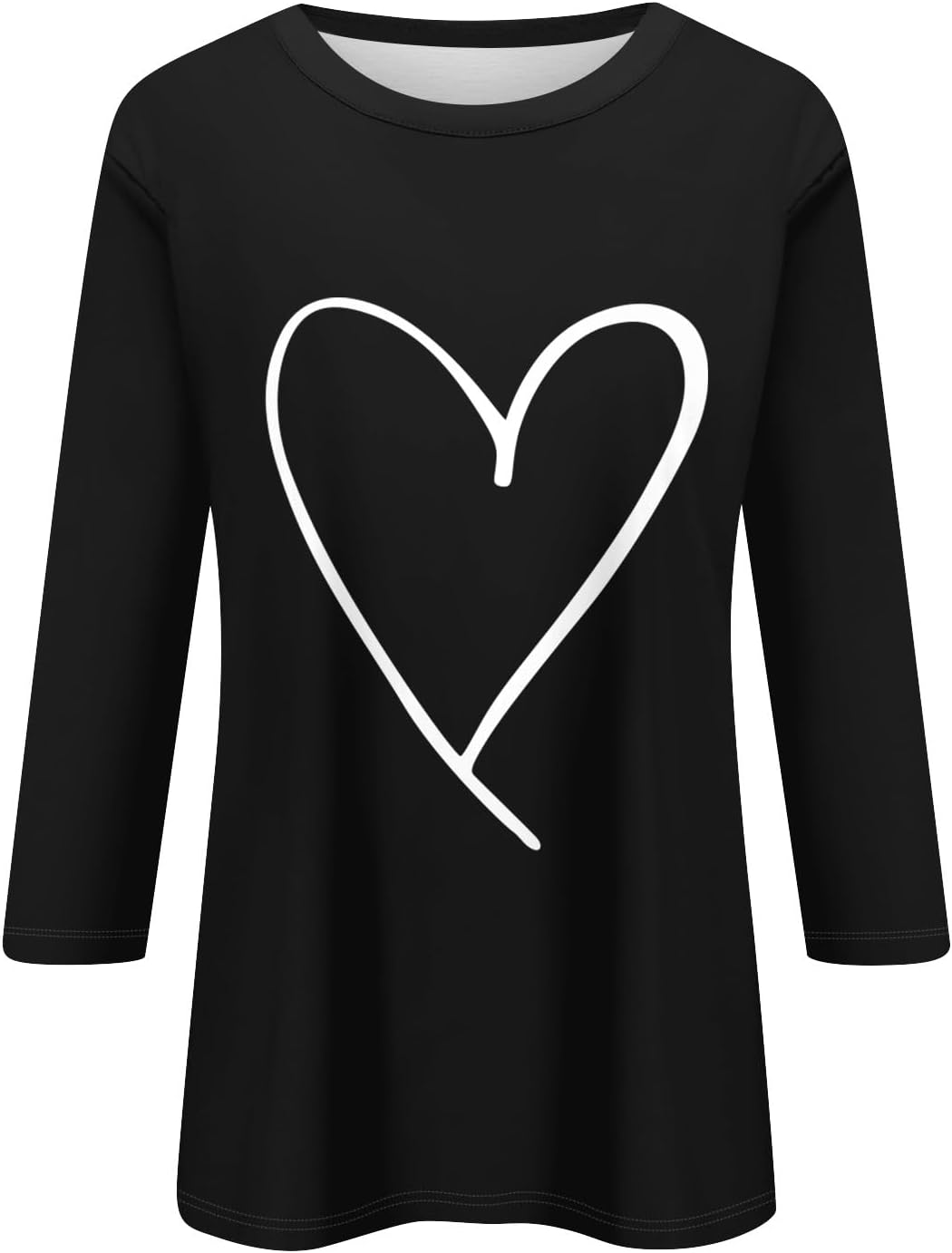 Shirts for Women 3/4 Length Sleeve Crewneck Tops Fall Winter Trendy Loose Casual Printed Three Quarter Cute Blouse - Image 3