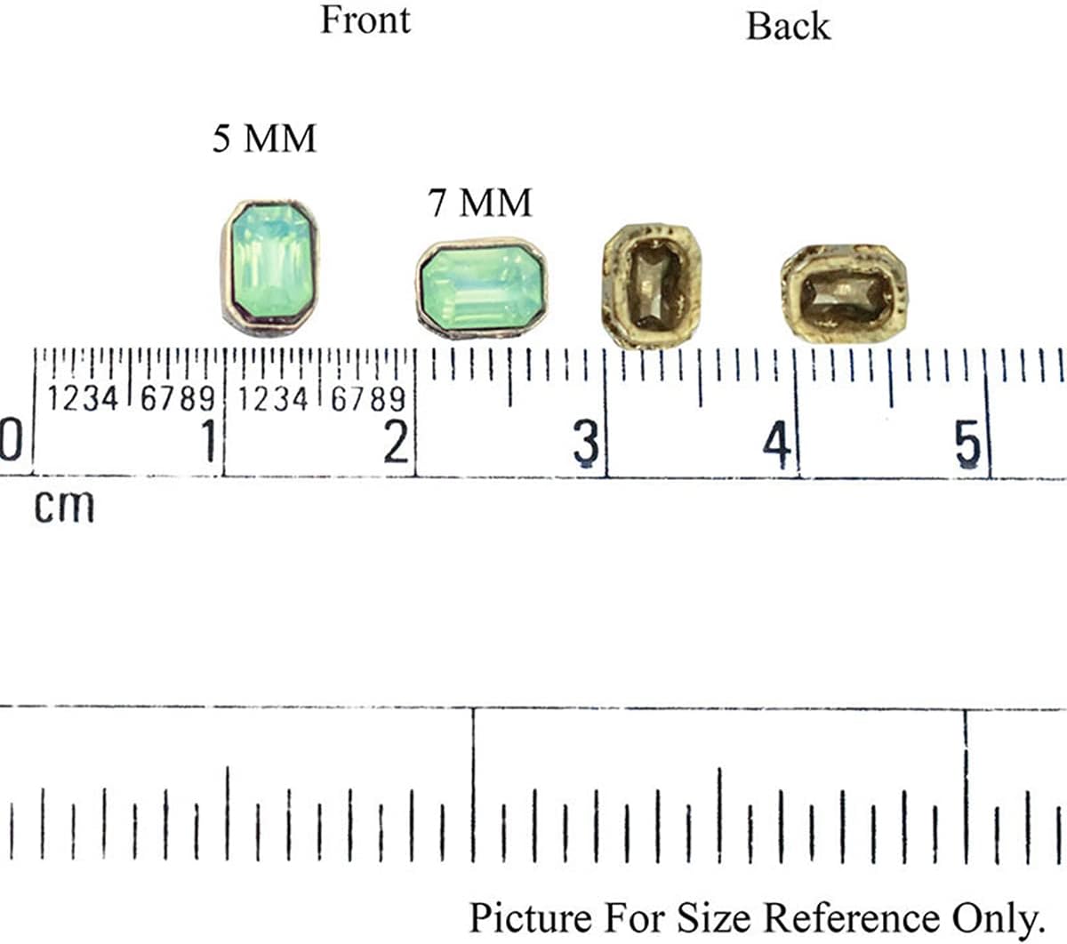 Embroiderymaterial Rectangle Kundan Rhinestones in Setting for Embroidery & Jewelry Making, Emerald Green Color, 5X7 MM, 50 Pieces - Image 3