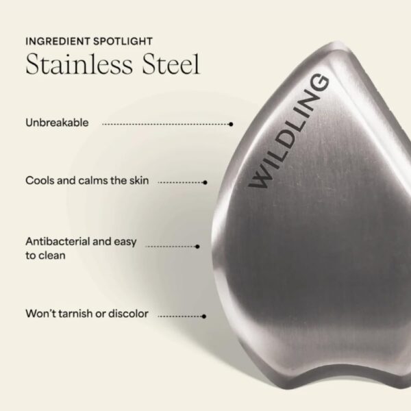 WILDLING Empress Platinum Gua Sha | Facial Gua Sha | Stainless Steel | Maximium Lifting + Sculpting + Contouring + Toning + De-Puffing - Image 8