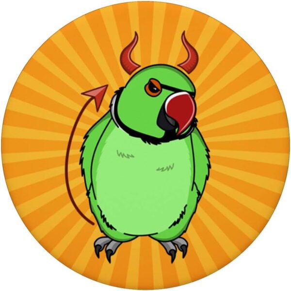 Scary Devil Costume Parrot I Green Indian Ringneck PopSockets Swappable PopGrip - Image 3