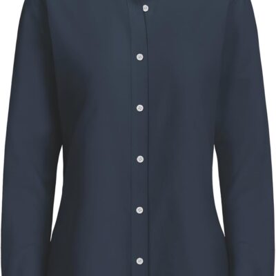 siliteelon Fitted Button Down Shirts for Women Oxford Shirt Cotton Dress Shirts Collared Long Sleeve Wrinkle Free Blouse Tops