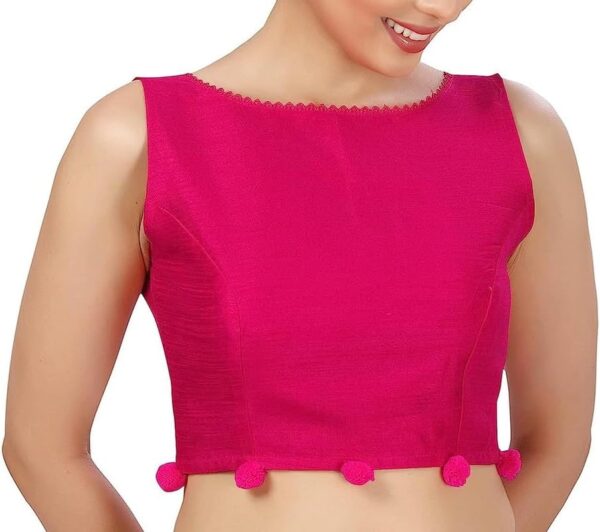 Women's Sleeveless Saree Blouse Handmade Crop Top Ethnic Designer Tunic Choli - Image 2