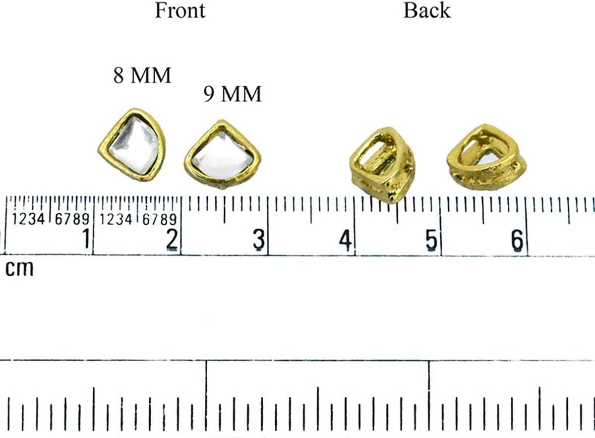 Embroiderymaterial Flatback Sew On Kundan Beads/Rhinestone/Gem Stone for Craft, Embroidery, Jewellery Making, Dresses, Embellishments, Bracelet Making (8X9MM, Triangle Shape, Silver Color, 50 Pieces) - Image 2