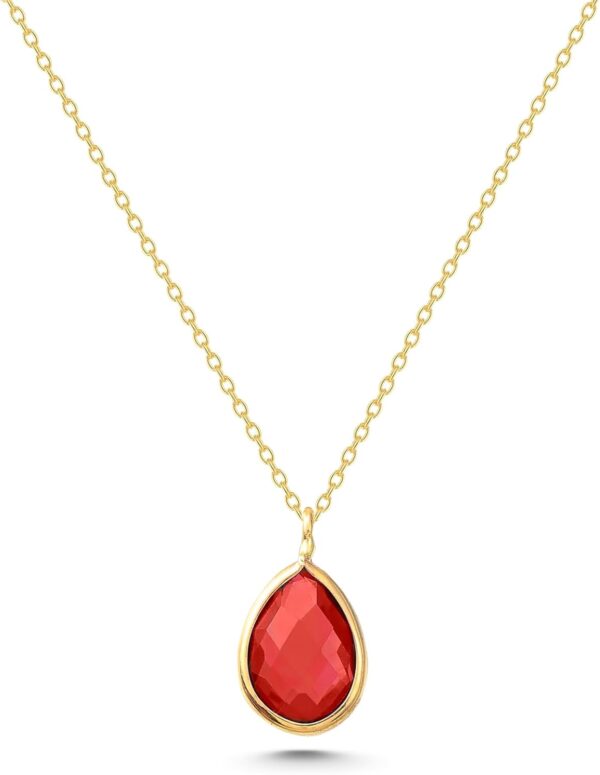 14K Gold Ruby Necklace, Dainty initial ruby pendant, 14k solid gold ruby necklace, Minimalist ruby pendant