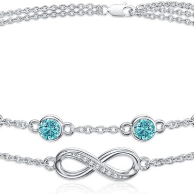 Dorunmo Christmas Gifts Anklet Bracelets For Women 925 Sterling Silver Birthstone/Infinity/Butterfly/Evil Eye/Turtle/Pineapple/Starfish/Heart Anklets Bracelets Jewelry Gifts for Women