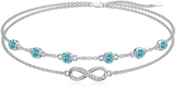 Dorunmo Christmas Gifts Anklet Bracelets For Women 925 Sterling Silver Birthstone/Infinity/Butterfly/Evil Eye/Turtle/Pineapple/Starfish/Heart Anklets Bracelets Jewelry Gifts for Women