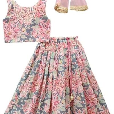 Girls Wedding Ethnic Western Wear Rayon Printed Readymade Traditional Lehenga Blouse And Dupatta Choli