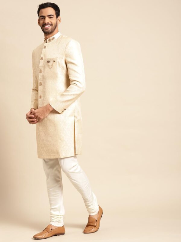 KISAH Men's Indowestern Sherwani & Pajama/Dhoti with Dupatta Set – Traditional Indian Ethnic Wear for Ocassions - Image 4