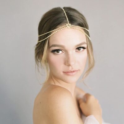 Wedding Crystal Head Chain Gold Vintage Layered Rhinestone Headpieces Gypsy Hair Chain Bride Party Festival Hair Accessories for Women and Girls