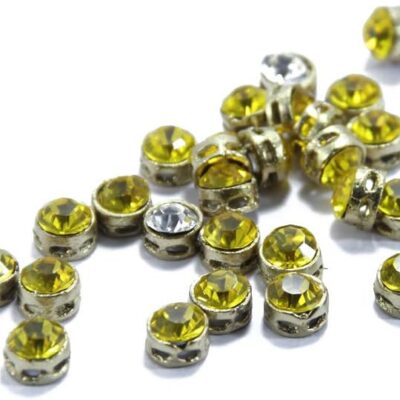 The Design Cart 1CM Circular Kundan Stones for Jewellery Making,Craft,Embroidery,Saree,Blouse Work and Dress Making (Pack of 200 Pieces) (Yellow)