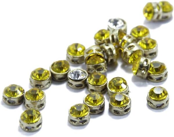The Design Cart 1CM Circular Kundan Stones for Jewellery Making,Craft,Embroidery,Saree,Blouse Work and Dress Making (Pack of 200 Pieces) (Yellow)