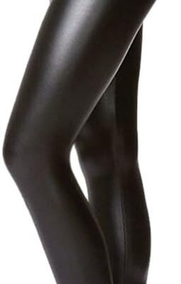 Tagoo Women's Stretchy Faux Leather Leggings Pants, Sexy Red High Waisted Tights