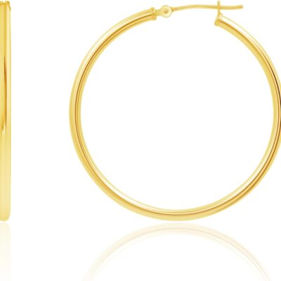 Solid 14k Gold Hoop Earrings for Women | 14k Yellow Gold or White Gold Hoop Earrings | 14k Real Gold Earrings with Click Tops | Small to Large 0.47 to 2 Inch Gold Hoop Earrings by MAX + STONE
