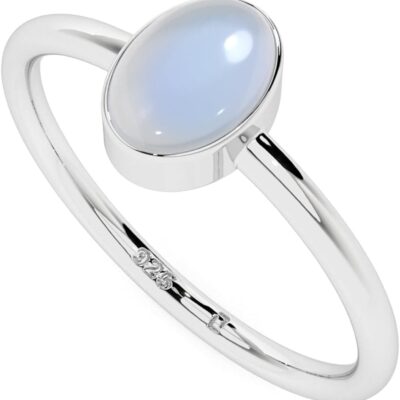 Natural Rainbow Moonstone Stackable Ring for Women in Sterling Silver, June Birthstone Handcrafted Jewelry Gifts for Her (Round, Oval, Pear)