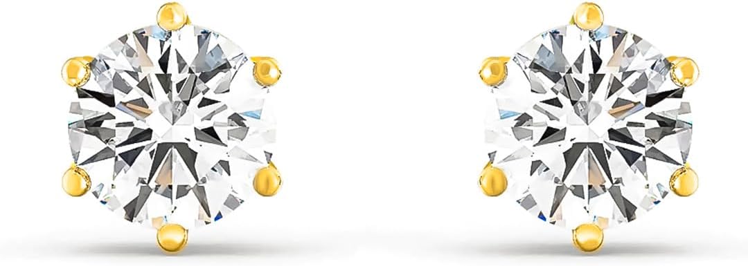 2 to 8 Carat 14K Yellow/White Gold IGI Certified LAB-GROWN Solitaire Diamond Stud Earrings Round Cut 4/6 Prong Screw Back Ultra Premium Collection (F/G color VVS clarity) - Image 2