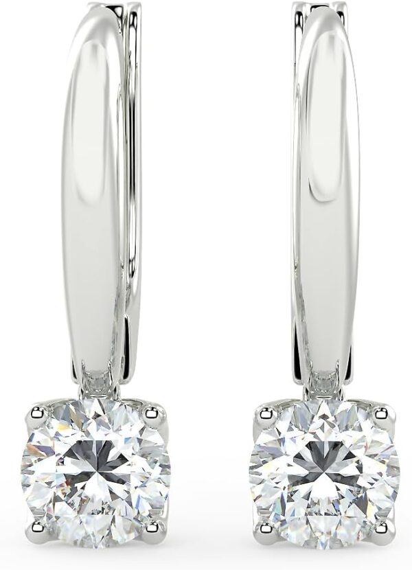 1/2 to 4 Carat Round Lab Grown Diamond Dangle Drop Earrings for Women I 14k Gold Earrings (G-H, VS1-VS2, 0.5 to 4 cttw) 4-Prong Set Brilliant Cut Diamond Earrings Leverback Earrings by Carbon Atelier - Image 4