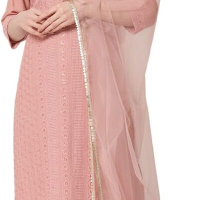 Shopping Queen Women's Silk Blend Chikankari Embroidery Kurta set with Dupatta