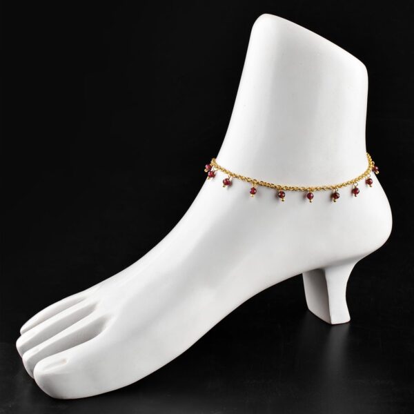 InfinityGemsArt Red Garnet Anklets in Hanging Beads Ankle Bracelets for Women Natural Birthstone 14k Gold Plated Jewelry in 9” +1.5” inch Chakra Crystals Birthday Gifts - Image 4