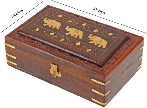 Unique Hand Carved Elephant Rosewood Jewelry Box From India by StarZebra - Image 3