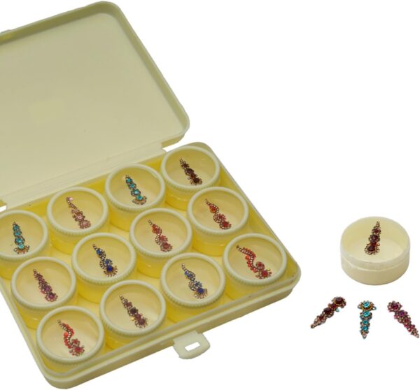 Bindi Set of 12 Bindi Colorful Indian Bindis for Forhead Designer Bindi face Jewels Forehead Tika Multicolored Round Stone Bindi for Women New Year Gifts - Image 2