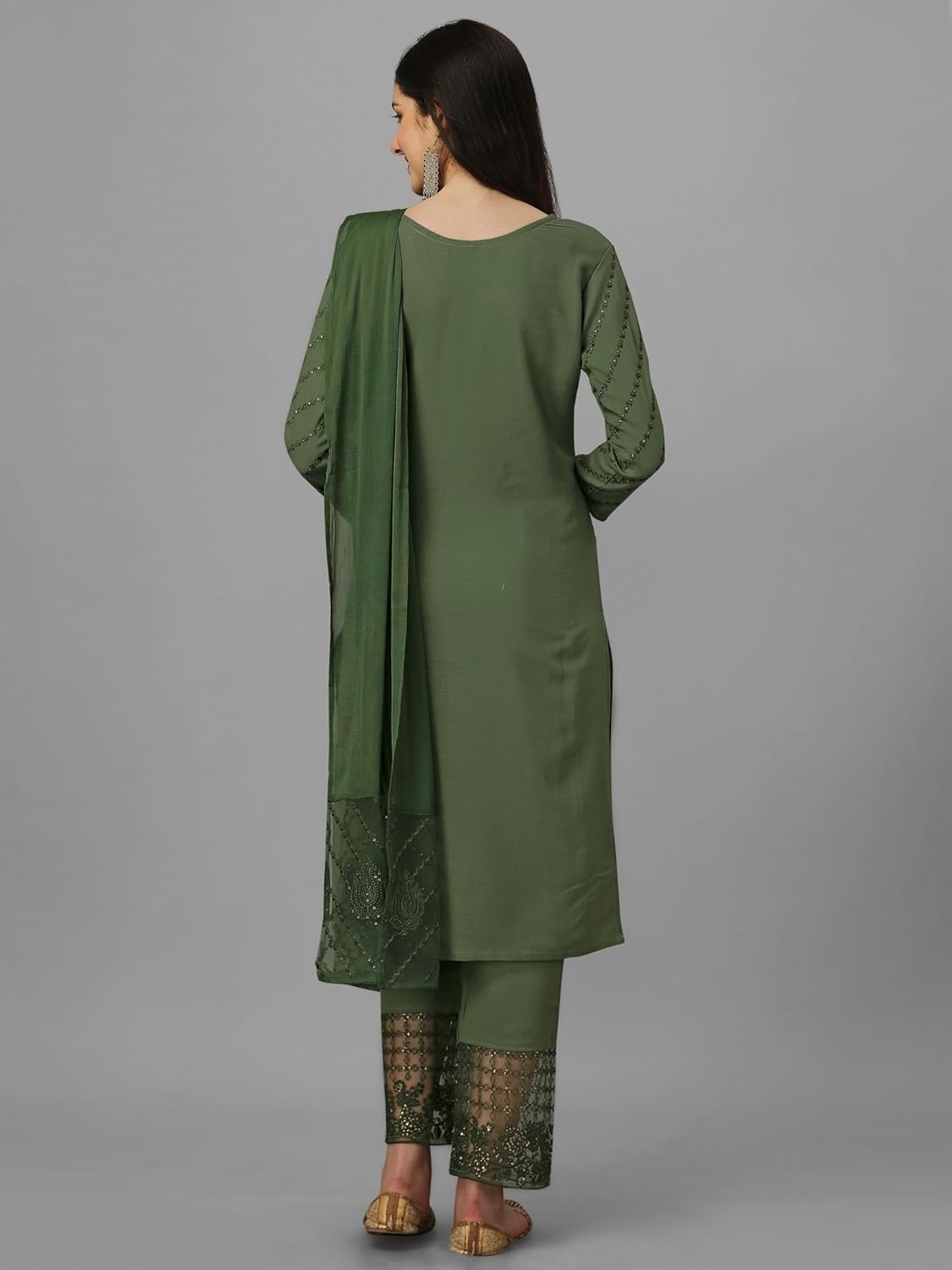 TRENDMALLS Kurta Set Cotton Rayon Embroidery Salwar Suit for Women Kurta Pant Set with Dupatta - Image 2