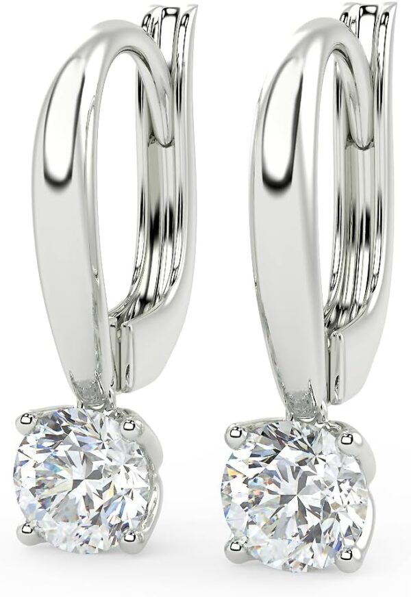 1/2 to 4 Carat Round Lab Grown Diamond Dangle Drop Earrings for Women I 14k Gold Earrings (G-H, VS1-VS2, 0.5 to 4 cttw) 4-Prong Set Brilliant Cut Diamond Earrings Leverback Earrings by Carbon Atelier - Image 3