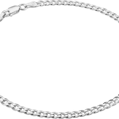 KISPER Solid 925 Sterling Silver 18k Gold Plated Italian Anklet Bracelet for Women - 3.5mm Waterproof Diamond-Cut Curb Chain - Flat Cuban Link Womens Ankle Bracelets, Made in Italy, 9-11 Inches