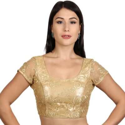 Women's Indian Choli - Gold Saree Blouse for Women Readymade Designer