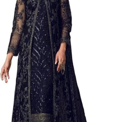 Anarkali Net and Satin Straight Suits Embroidered with dupatta for women-5143