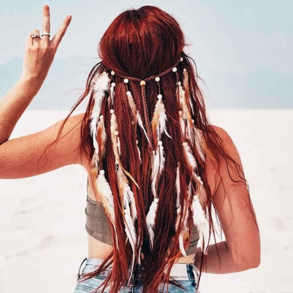 Aceorna Boho Feather Headbands Hippie Gypsy Indian Hairbands Tassels Head Piece Costume Hair Accessories Festival Headdress for Women - Image 4