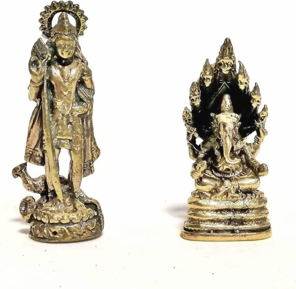 10 p/Set Thai Mini Brass Great Hindu Gods Goddess Figure Amulet OM Gift Collectible - Image 6