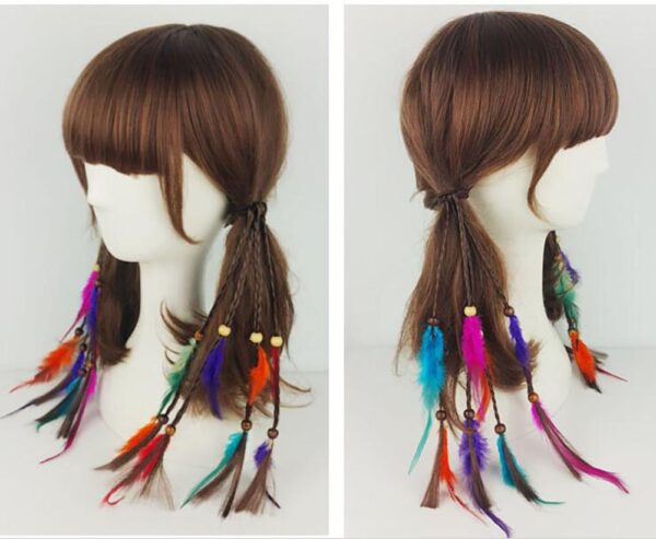 4PCS Women Lady Handmade Boho Hippie Hair Rope Head Wrap Hair Band Headbands Elastics Feather Hair Tie Ponytail Holders Hair Accessories Headdress - Image 4