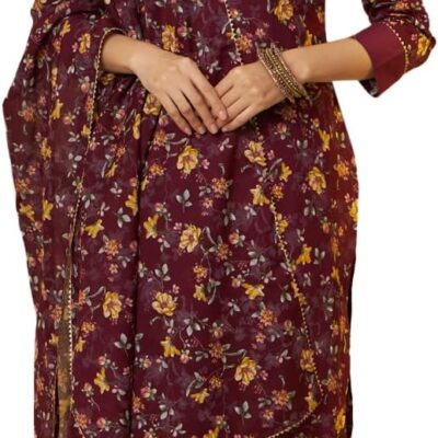 Tissu Women's Navy Blue Printed Pure Cotton Kurta & Palazzo With Dupatta