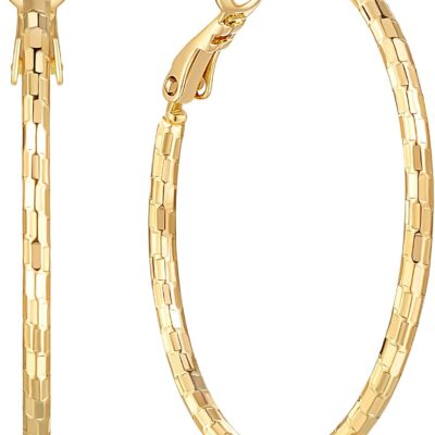 Gold Hoop Earrings for Women 14K Gold Earrings for Women Sparkling Design Hypoallergenic Lightweight Gold Hoop Earrings Women Earrings Hoops 40mm